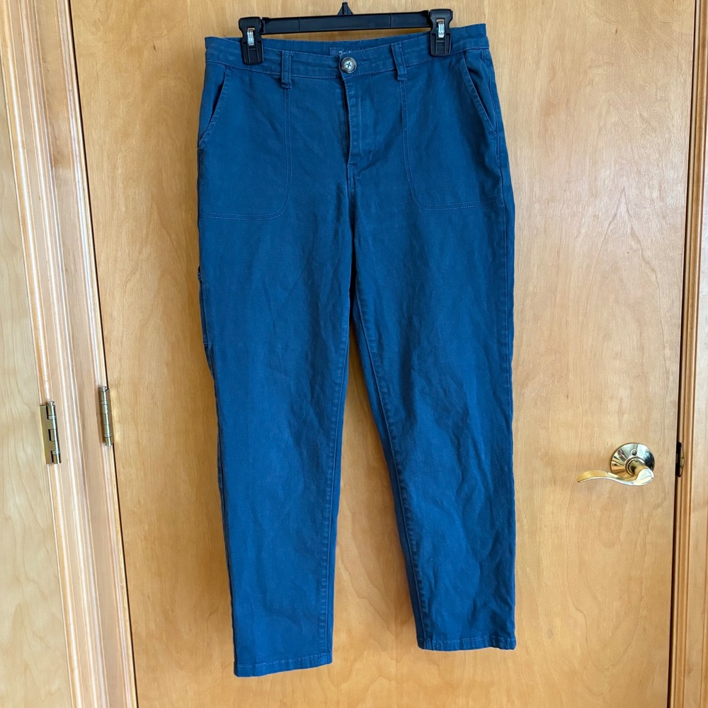 ModCloth Teal Cargo Pants Women Size 8 Utility‎ Pocket Cropped Ankle